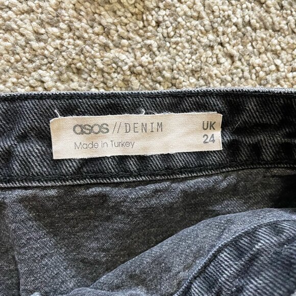 ASOS tortoise button denim MINI skirt Size 24 - Picture 4 of 7